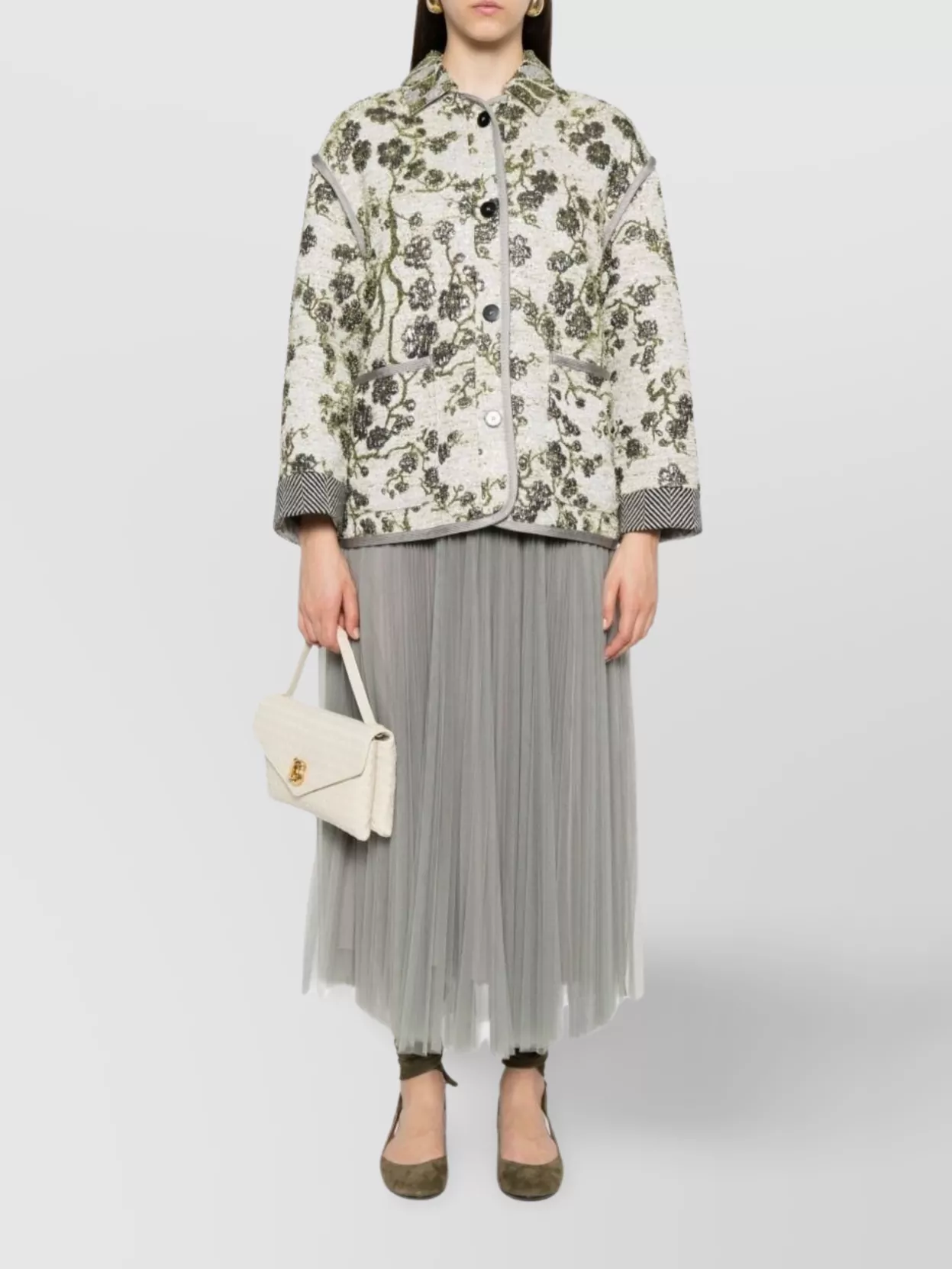 Forte Forte Textured Floral Blazer Contrast Trim In Multi