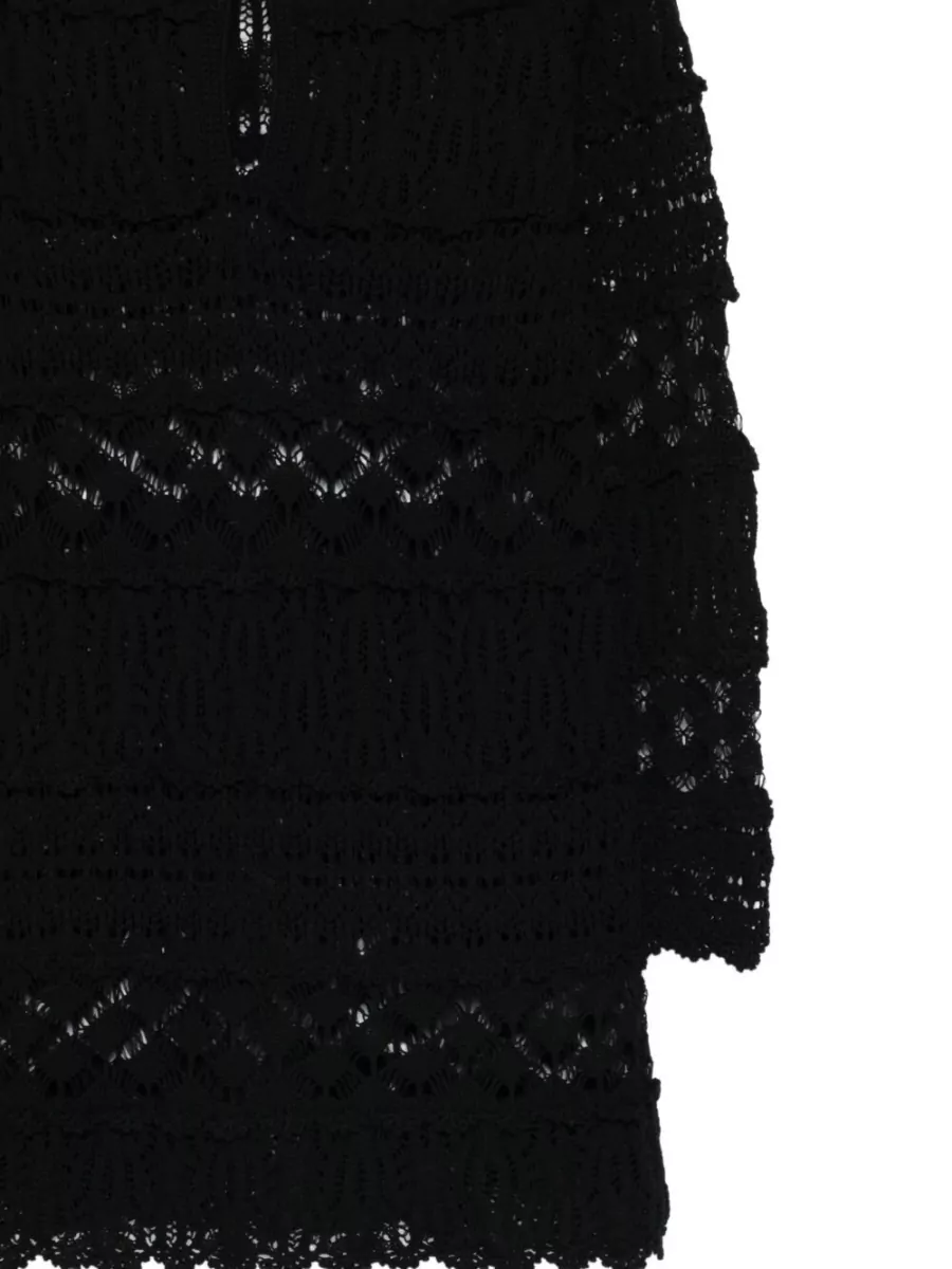 Semicouture Cotton Openwork Ruffled Mini Dress