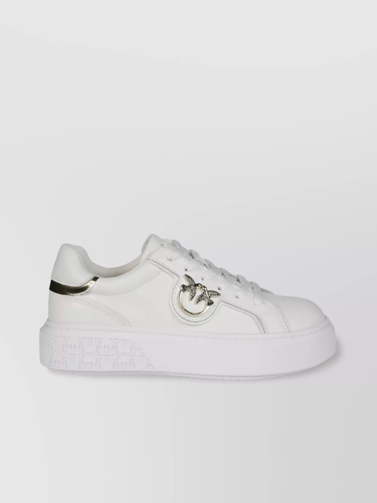 Pinko Lace-up Flatform Sneakers With Leather-effect Fabric