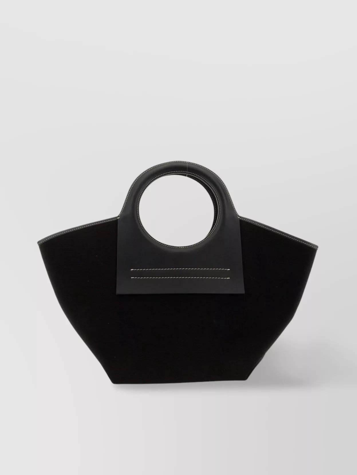 Hereu Small Circular Handle Bag With Contrast Stitching