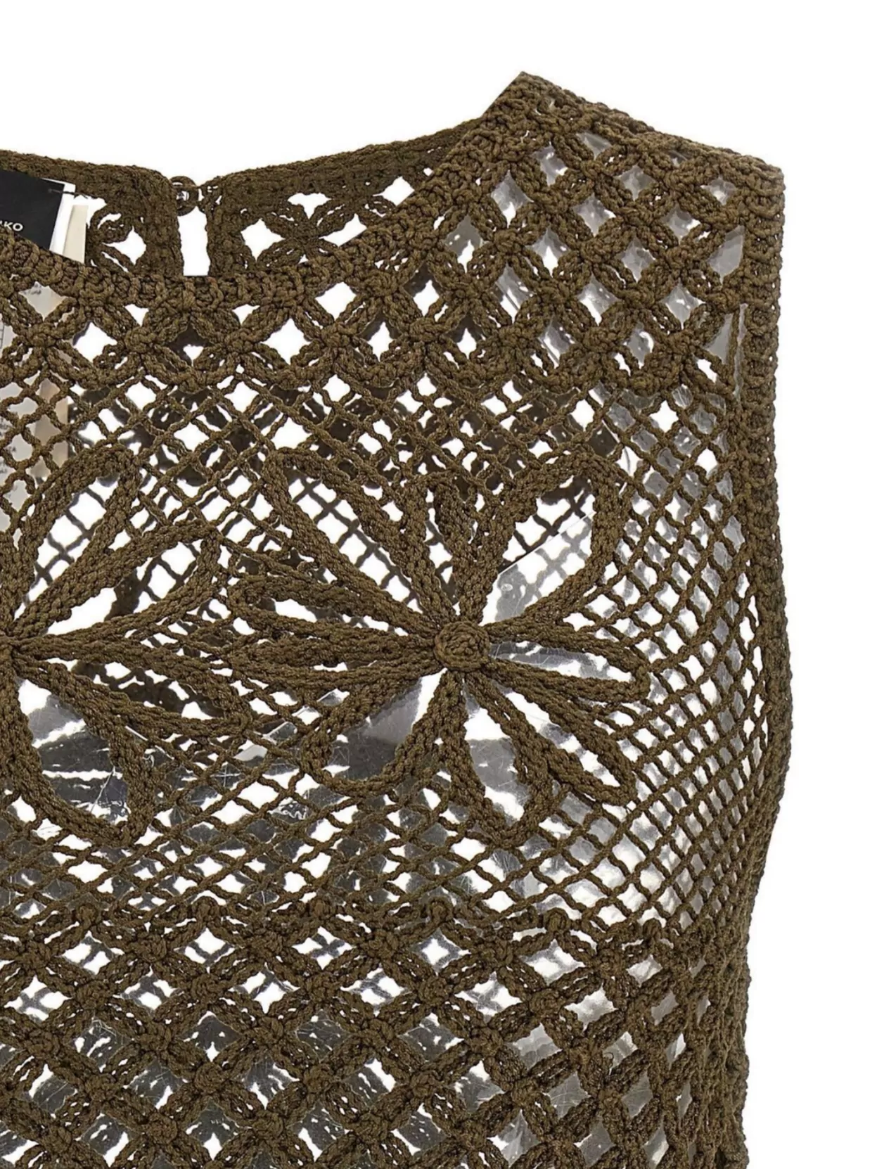 Pinko Top Sans Manches En Crochet Ajouré In Brown