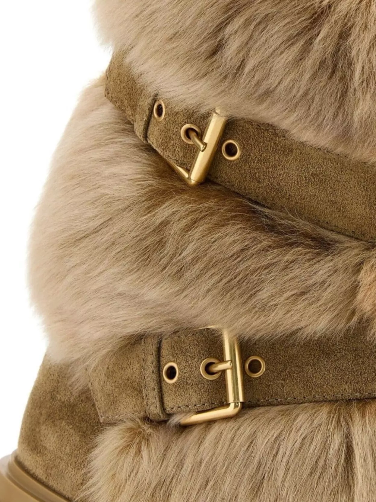 Shop Gianvito Rossi Suede And Fur Ankle Boots With Buckle Detail