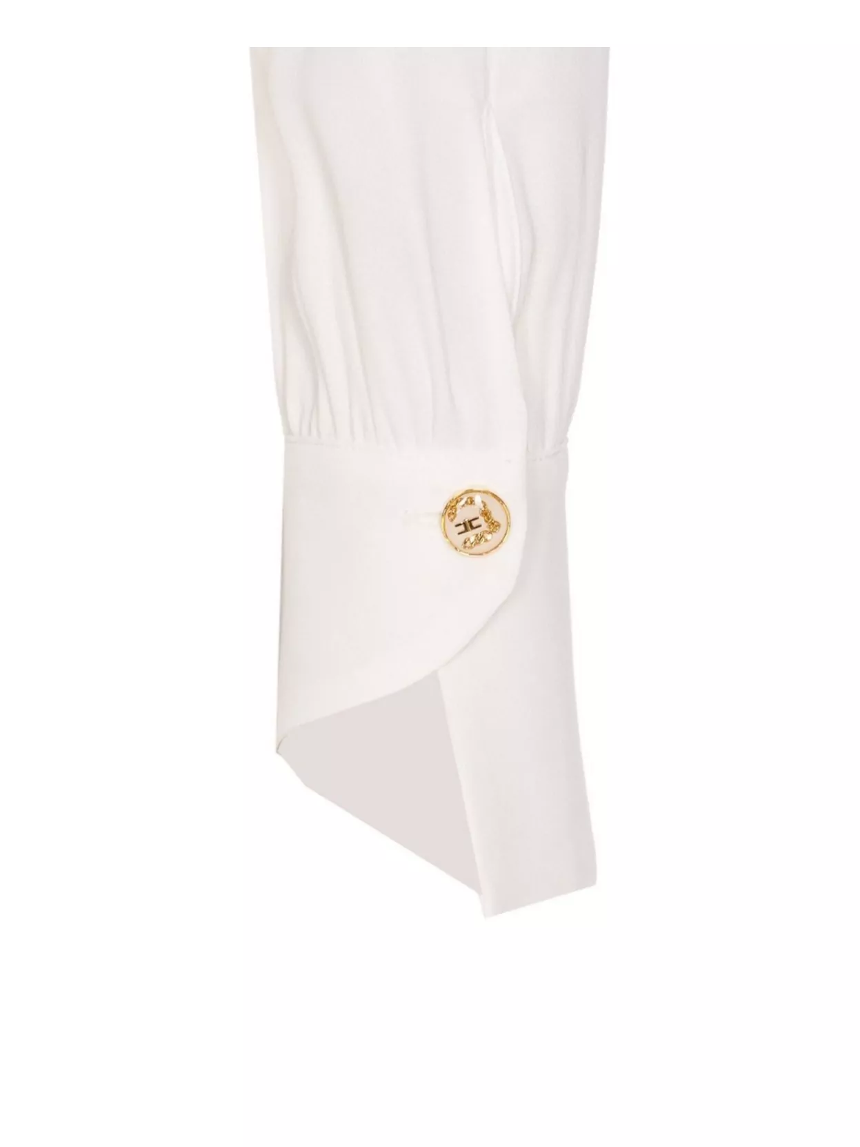 Elisabetta Franchi Cropped Shirt With Golden Chain And Padded Shoulders