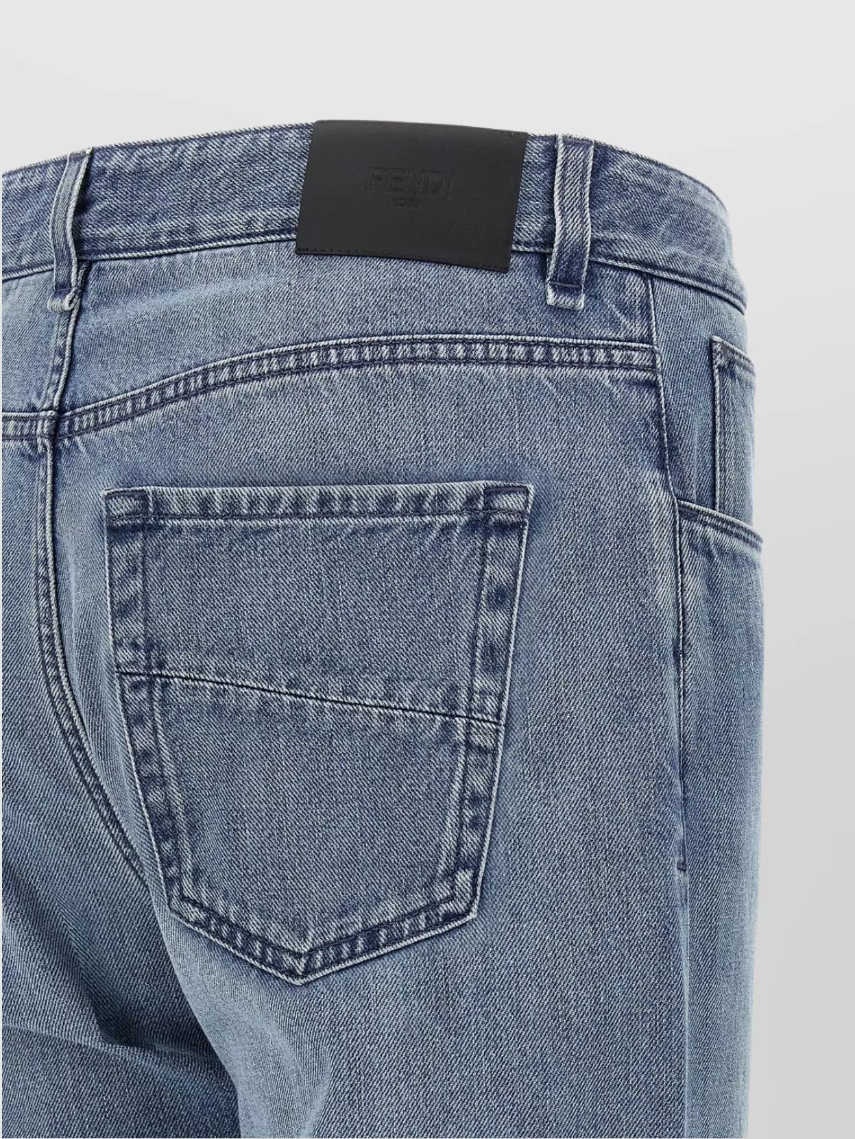 Fendi Denim Jeans Belt Loops Faded Wash