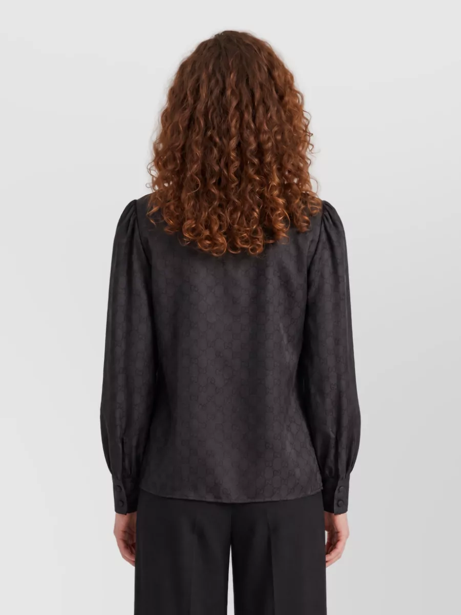 Gucci Silk Printed Bow Blouse