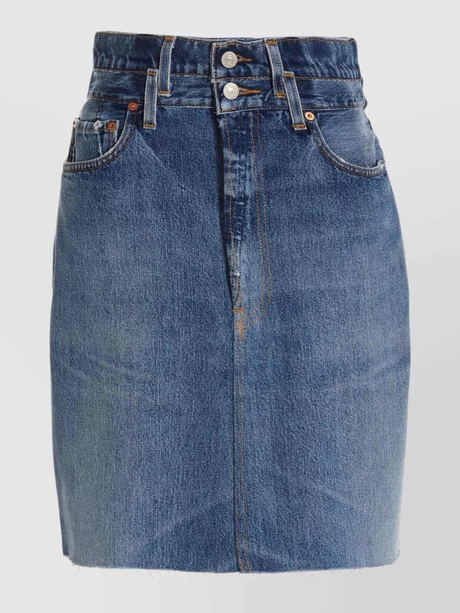 Re/Done Denim High-Rise Pencil Skirt