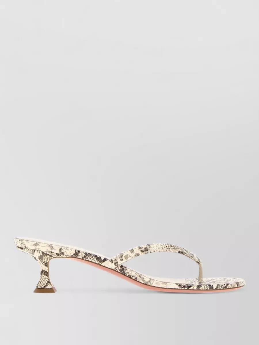 Amina Muaddi Leather Printed Thong Mules