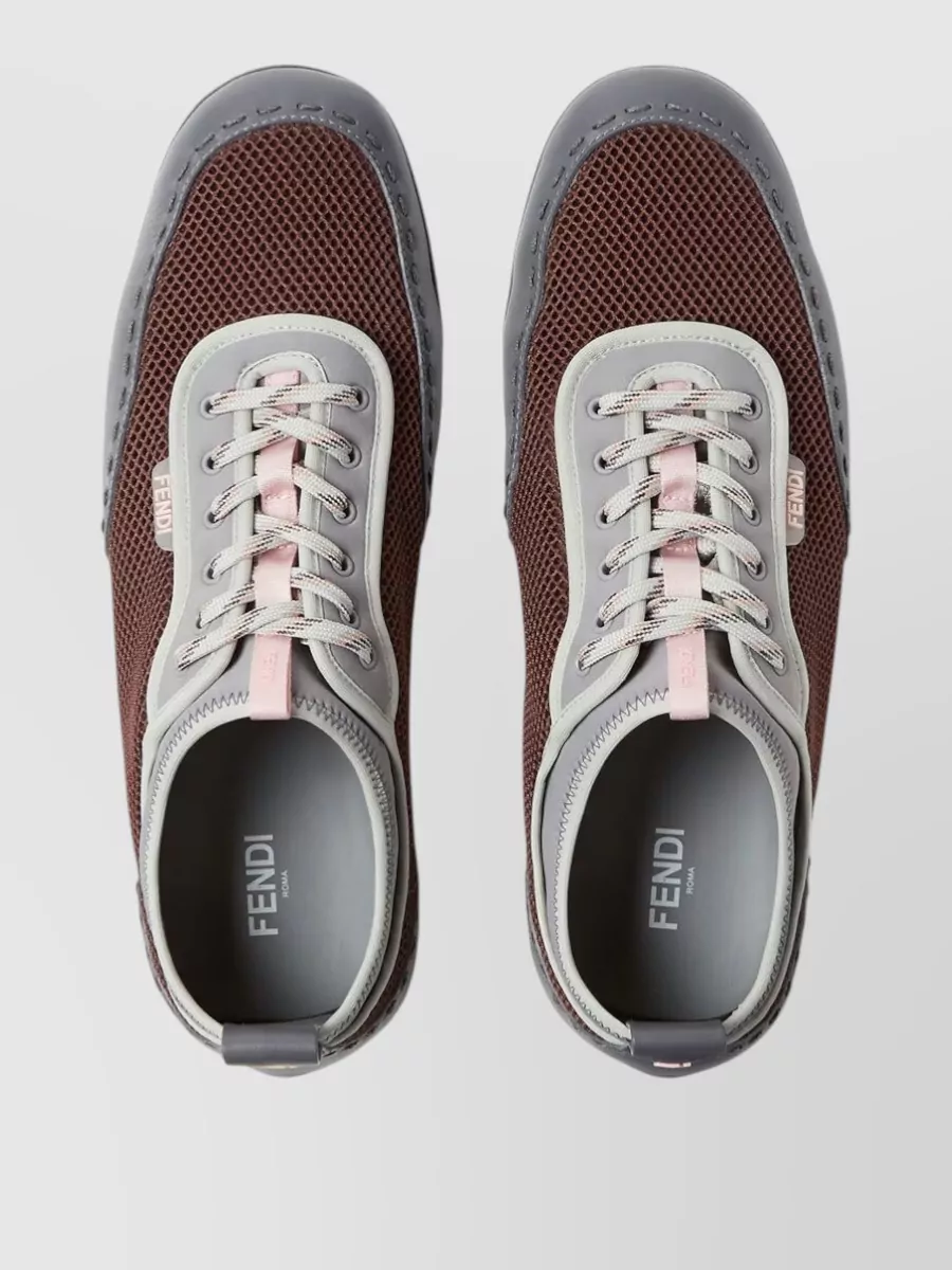 Fendi Leather And Mesh Low-Top Sneakers