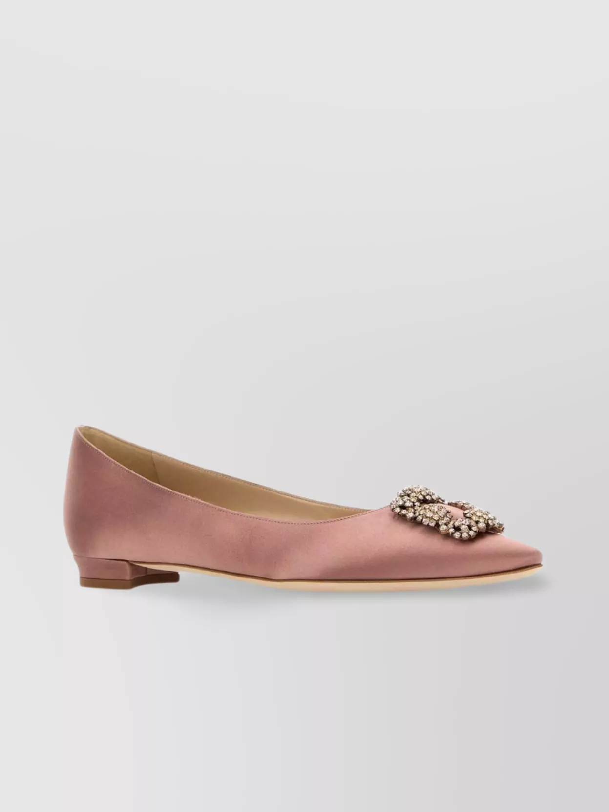 Manolo Blahnik Satin Ballerinas With Embellished Detail And Finish