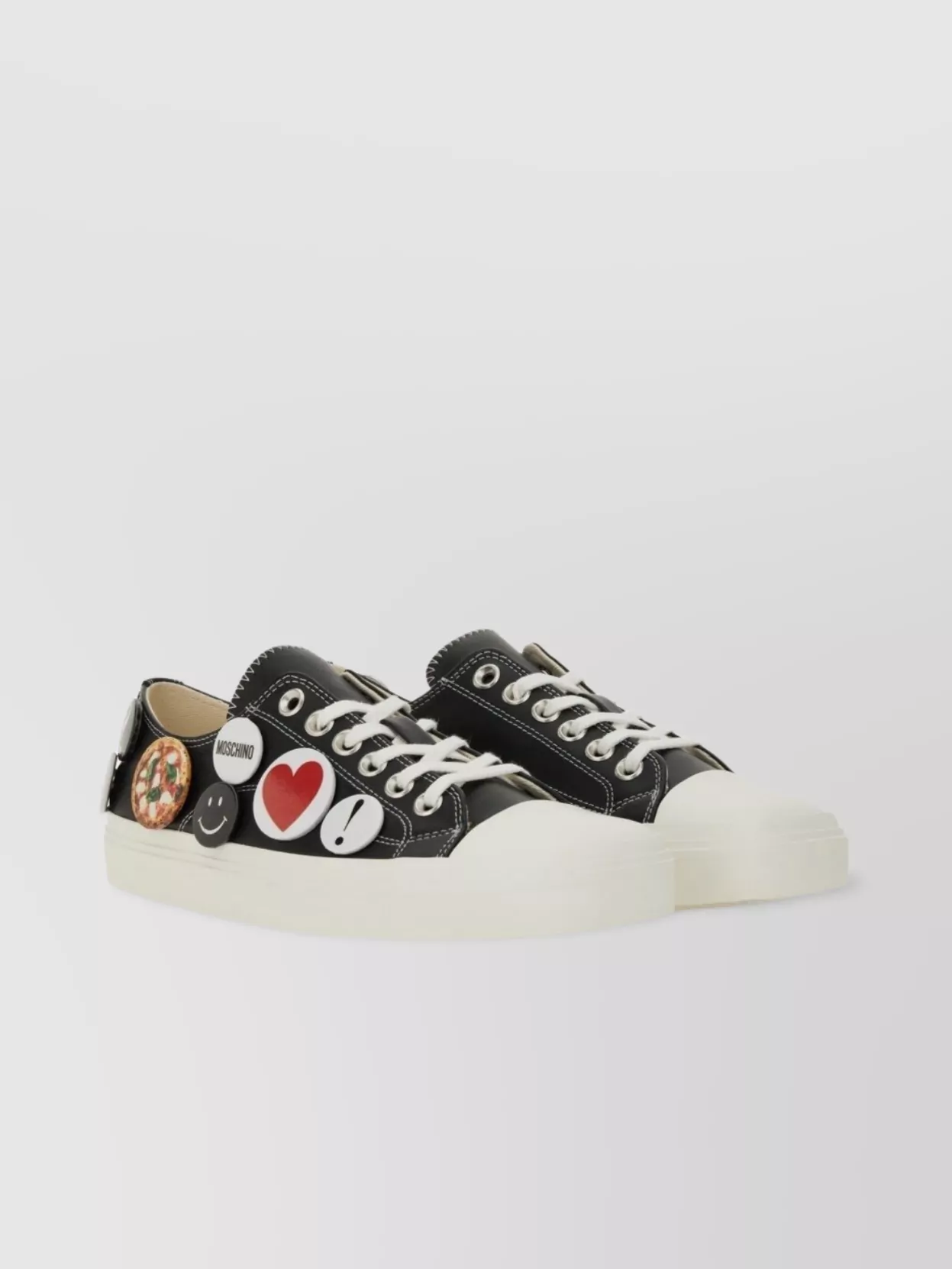 Moschino Sneakers With Decorative Patches And Pins