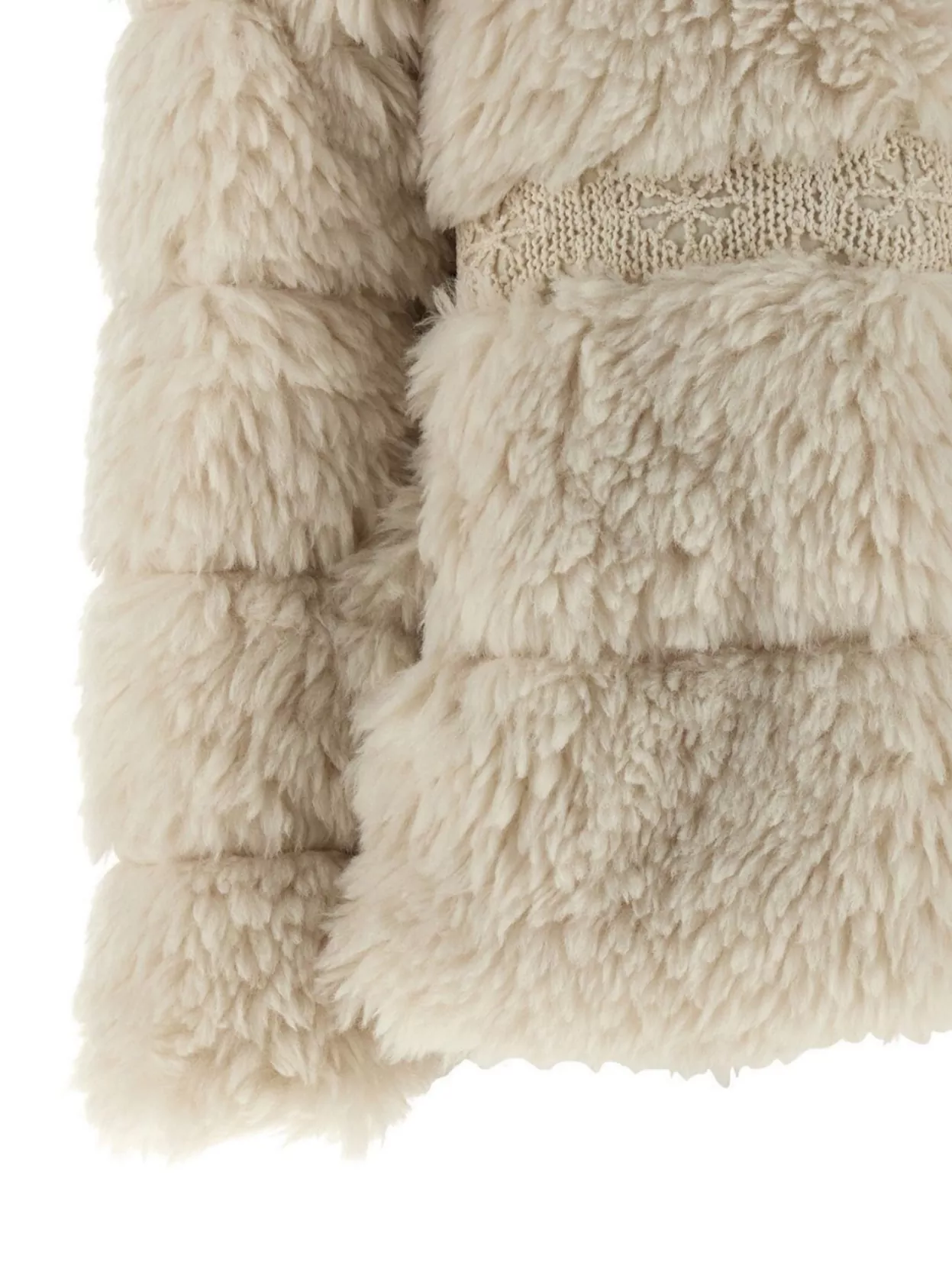 Moncler Luxe Down Jacket With Faux Fur Texture In Neutral