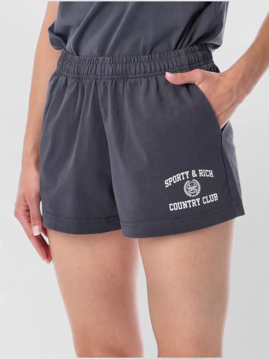 Sporty & Rich Cotton Printed Regular-Fit Gym Shorts