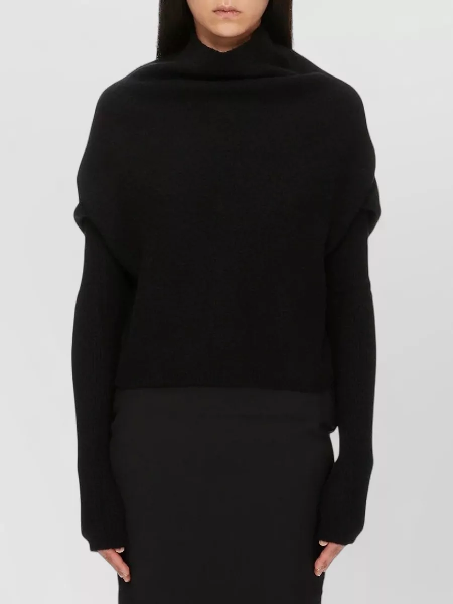 Rick Owens virgin wool draped high neck ribbed-knit jumper