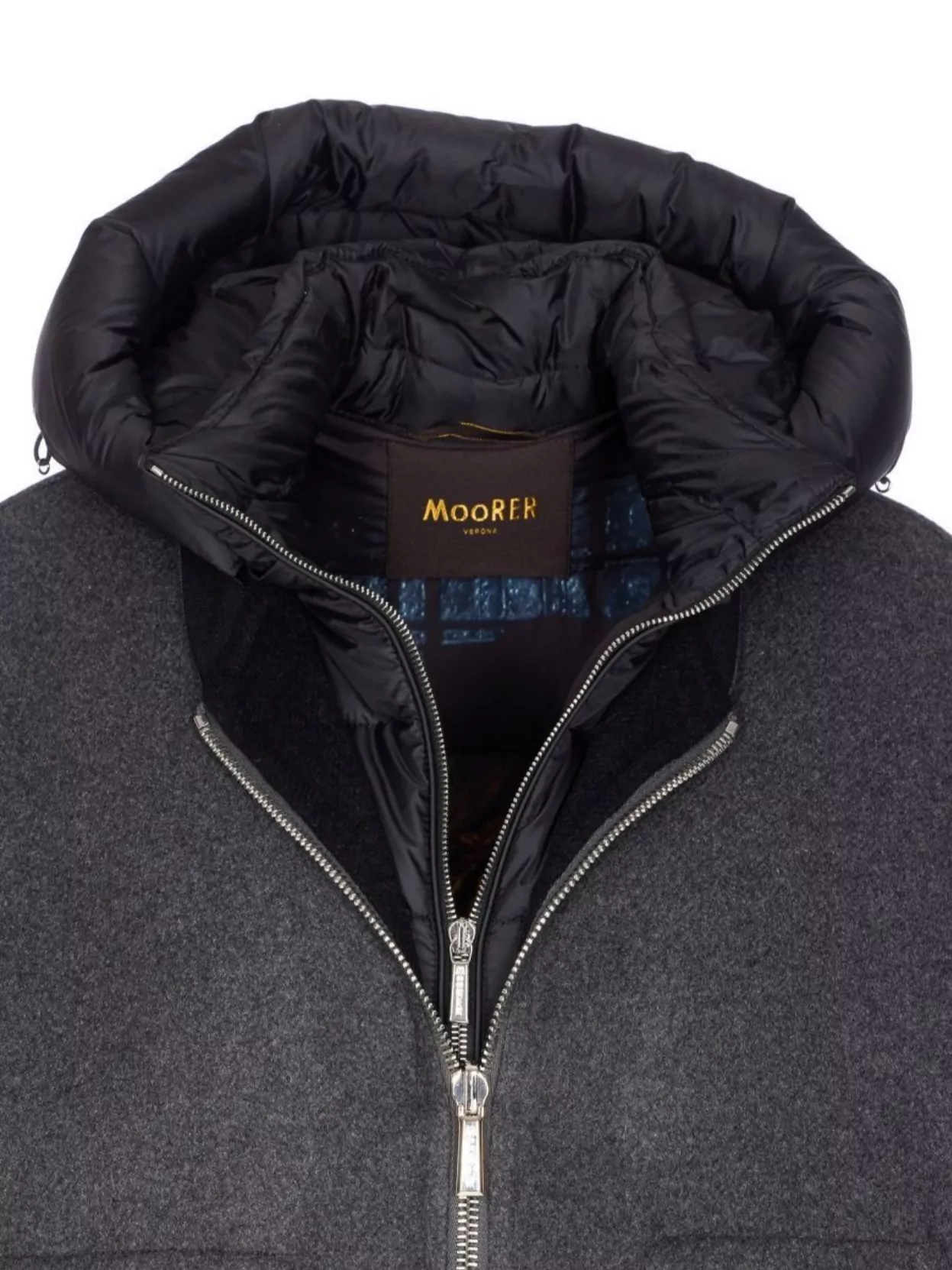 Moorer Padded Jacket With Hood And Quilted Sleeves