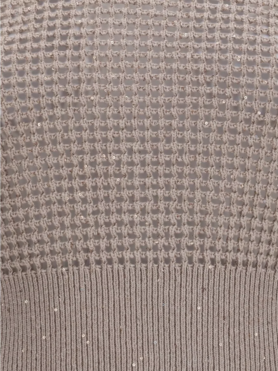 Brunello Cucinelli Open-Knit Sequin Tank Top