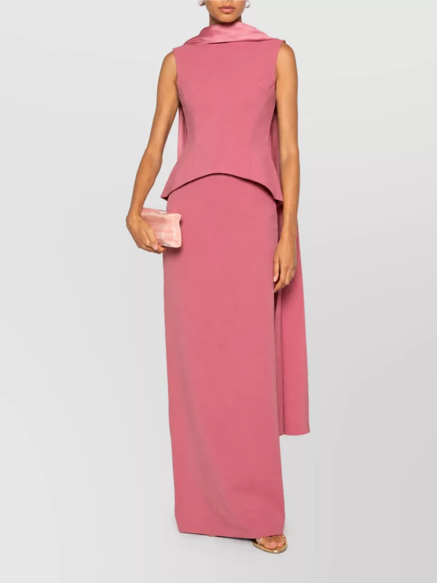 Solace London Silk Sleeveless High Neck Peplum Maxi Dress