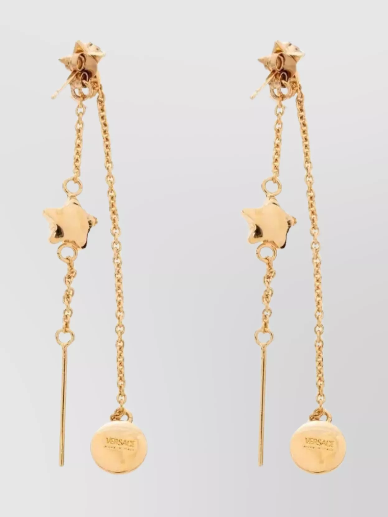 Versace Star Design Drop Earrings With Chain Detail