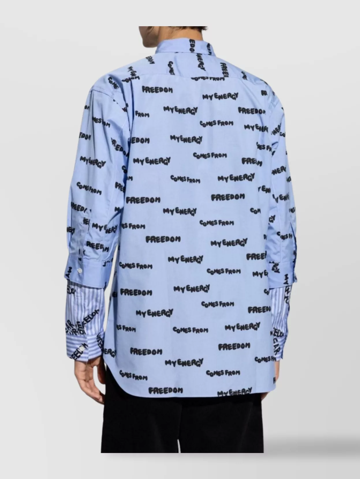 Comme Des Garçons Cotton Shirt With All Over Slogan Print