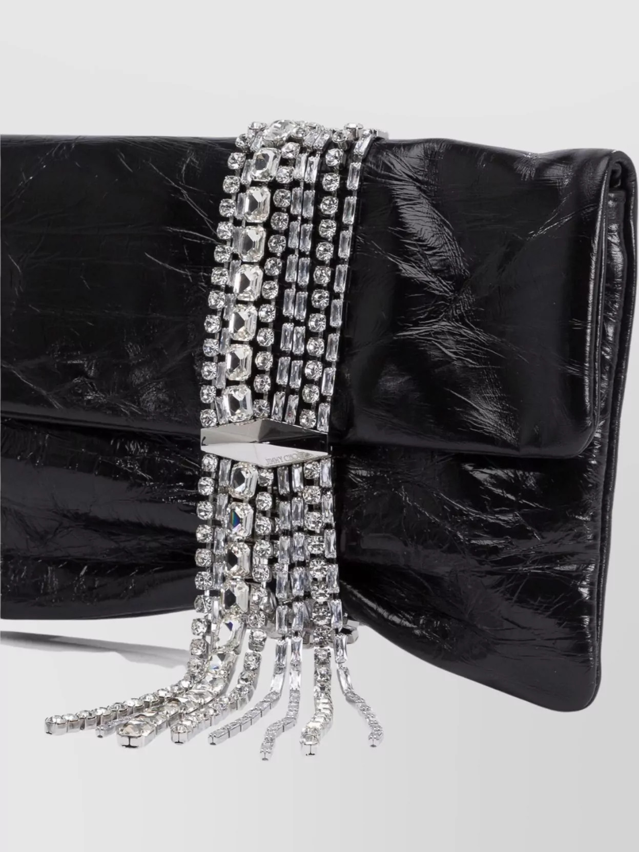 Jimmy Choo Crinkled Rectangular Clutch Embellished Detail