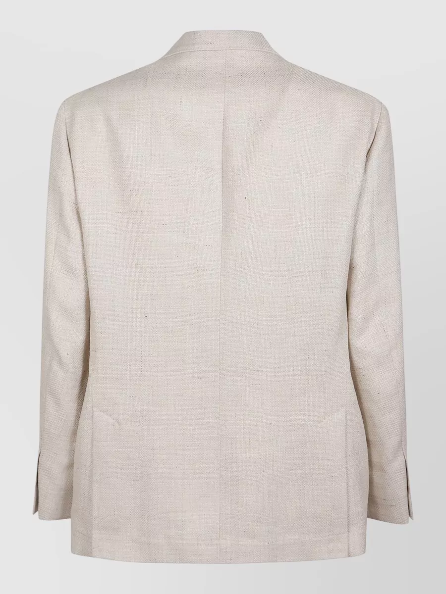 Brunello Cucinelli Deconstructed Wool Linen Jacket Buttoned Cuffs