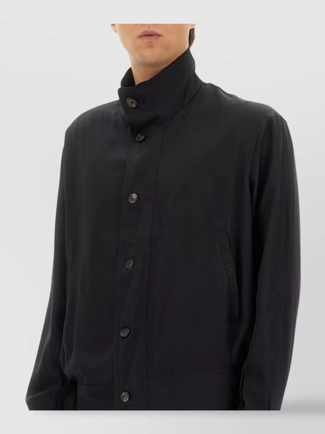 Our Legacy High Collar Long Sleeve Jacket With Pockets In Black