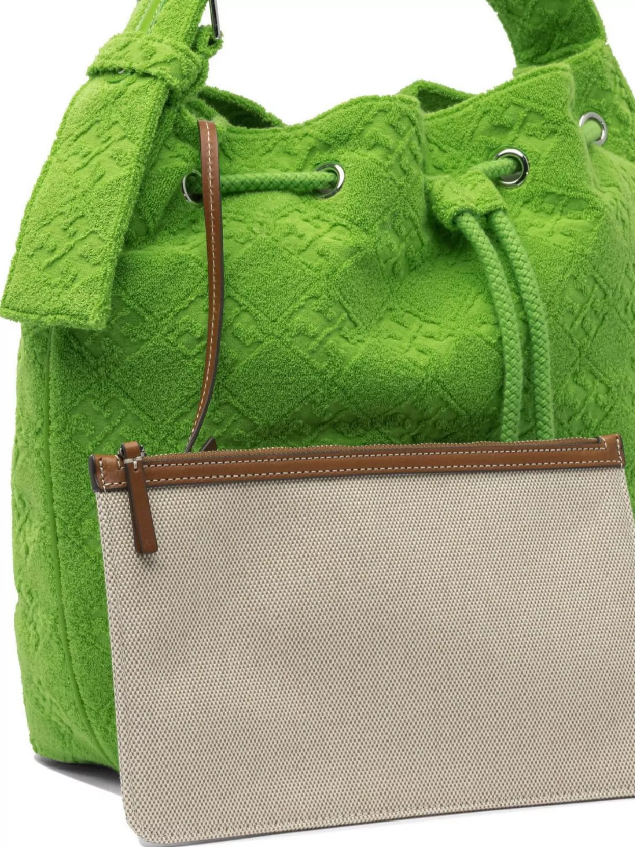 Tory Burch Textured Fabric Shoulder Bags With Adjustable Strap