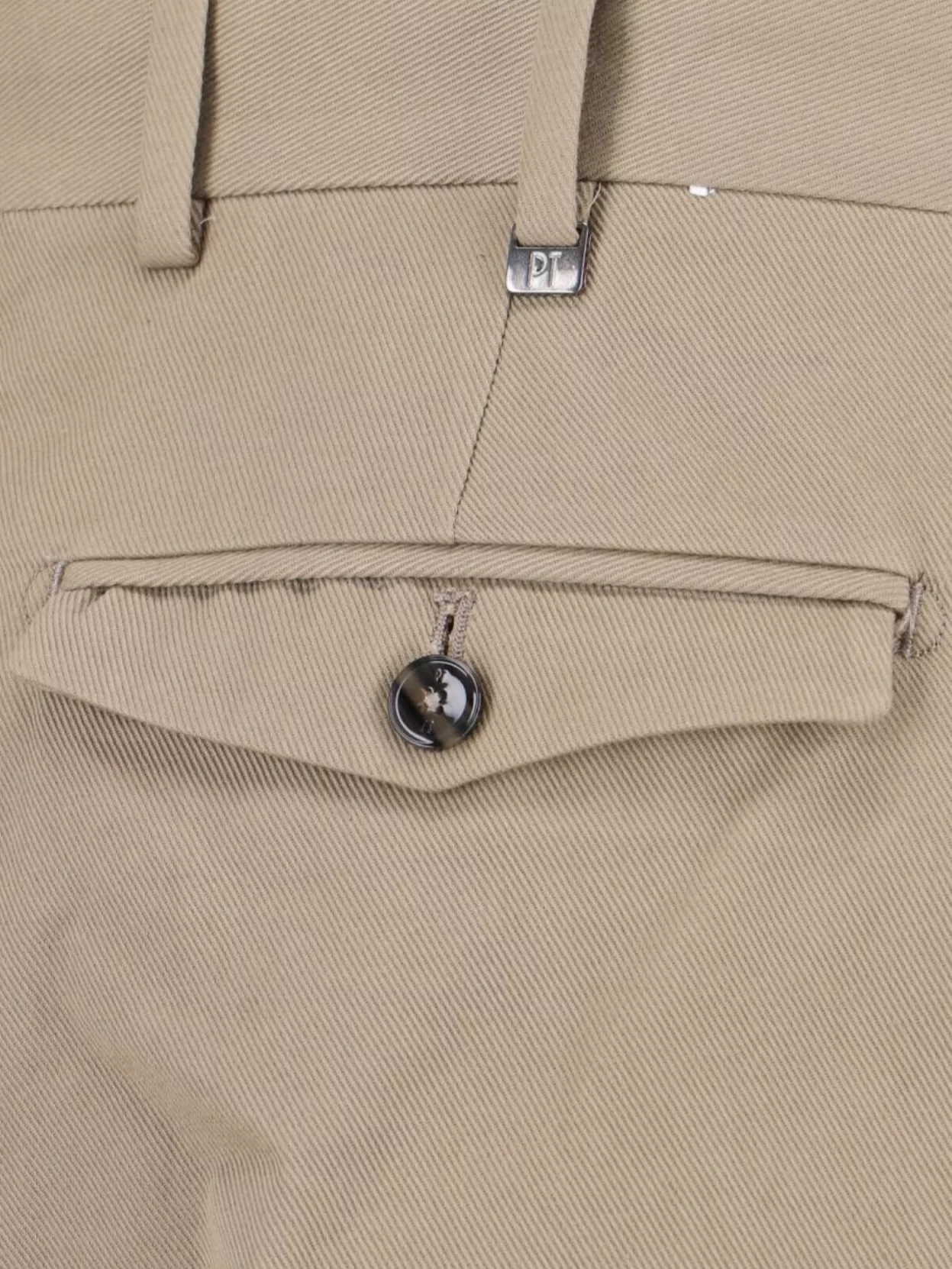 Pt Torino Straight Trousers With Belt Loops And Cuffed Hem In Neutral
