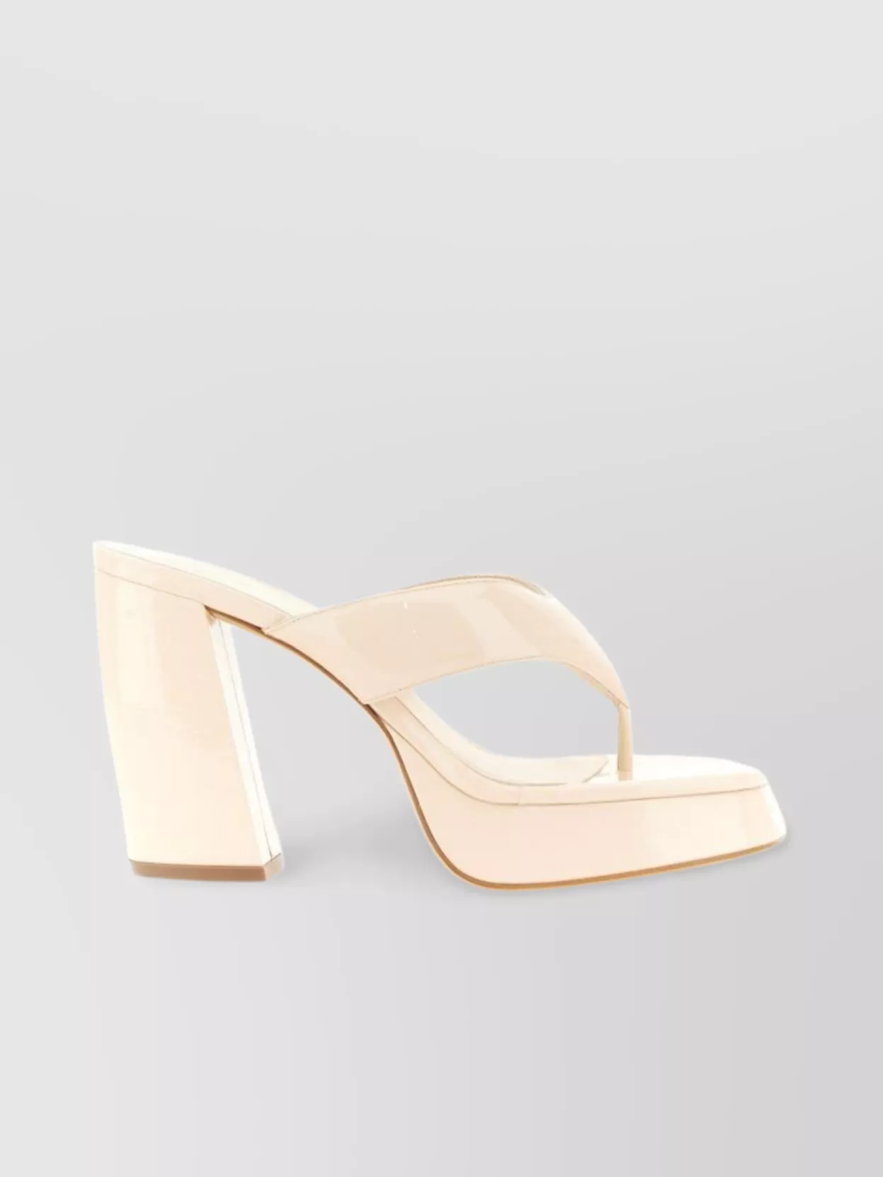 Gia Borghini Block Heel Leather Sandal With Platform Sole In Neutral