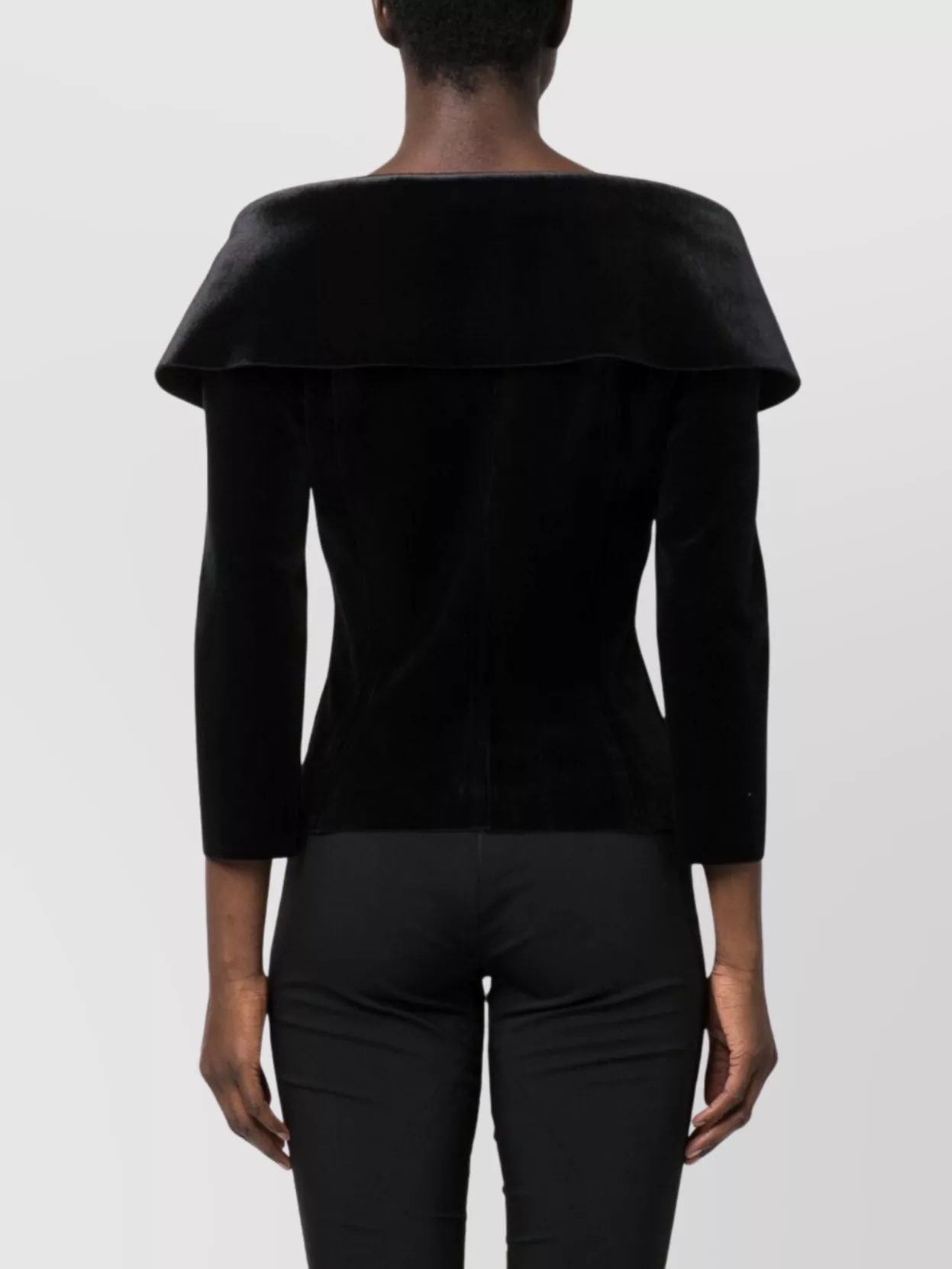 Shop Norma Kamali Velvet Bardot-neckline Blazer Jacket