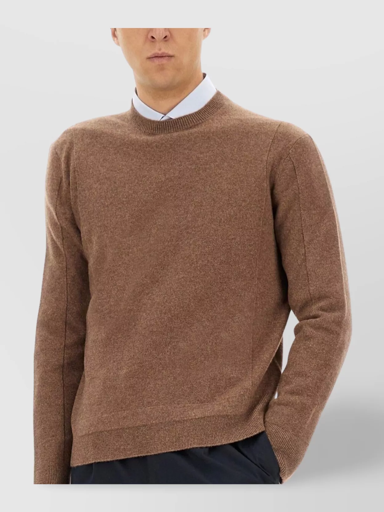 Zegna Ribbed Cuff Long Sleeve Crew Neck Sweater