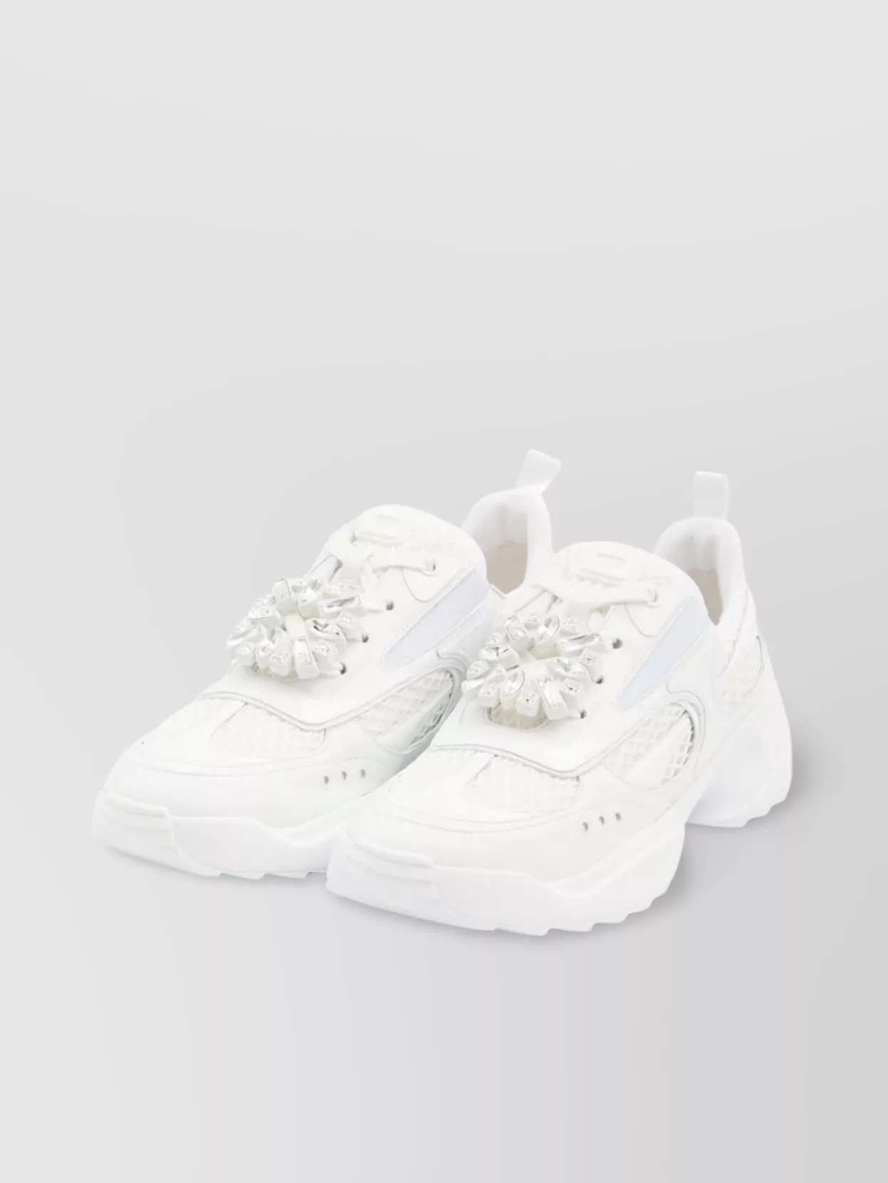 Roger Vivier Crystal Buckle Sneakers With Leather