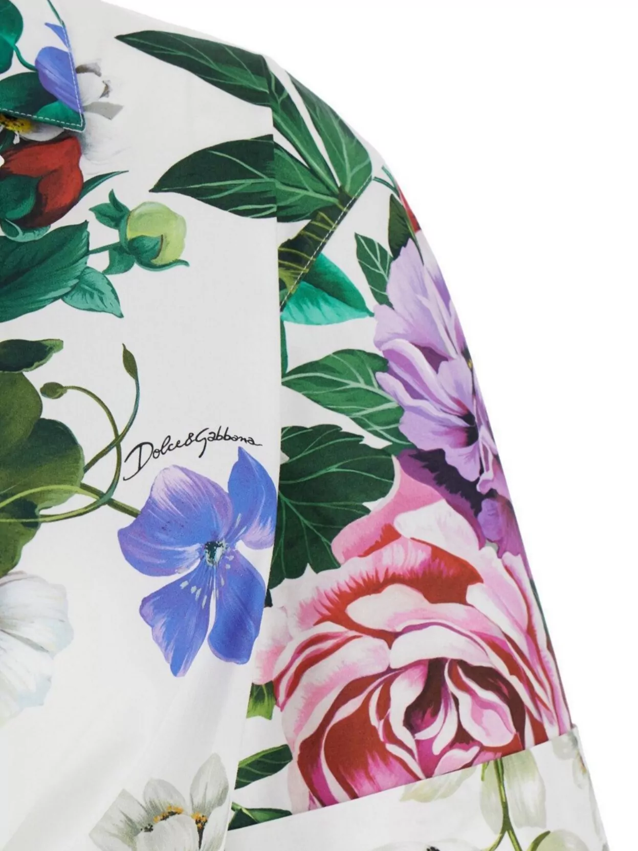 Dolce & Gabbana Flower Print Shirt With Pussy-bow Detail