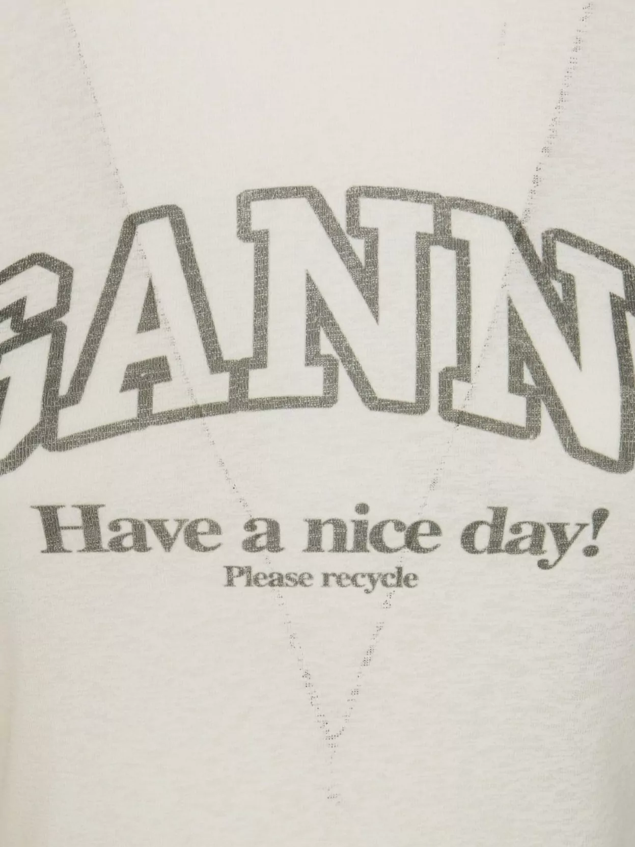 Ganni Crew Neck Graphic Print Long Sleeve Top