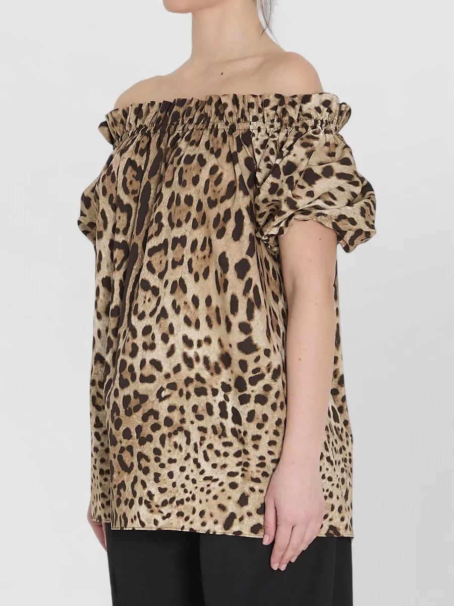 Dolce&Gabbana Leopard Print Bardot Poplin Top