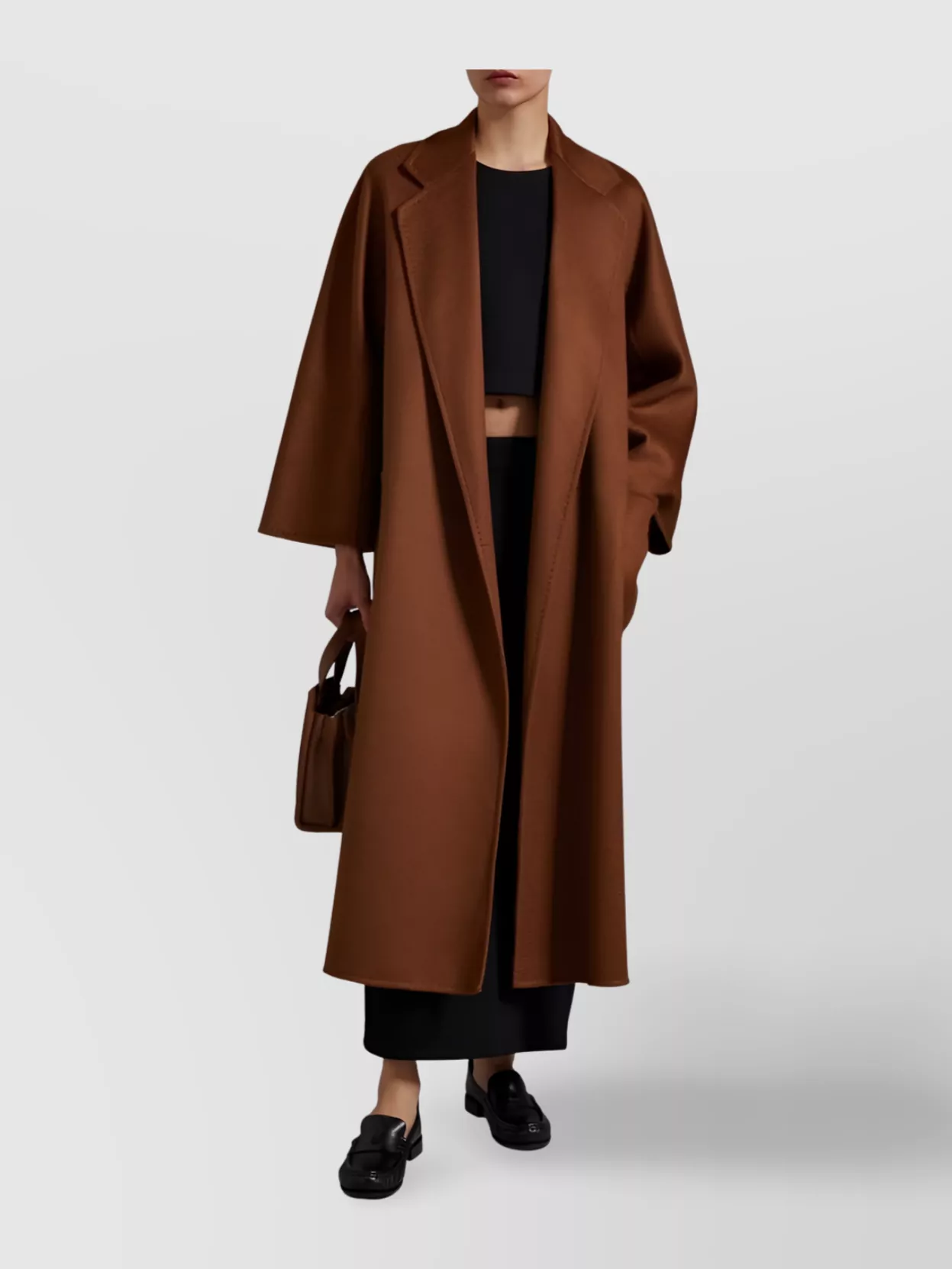 Max Mara Long Length Wide Sleeves Coats In Brown