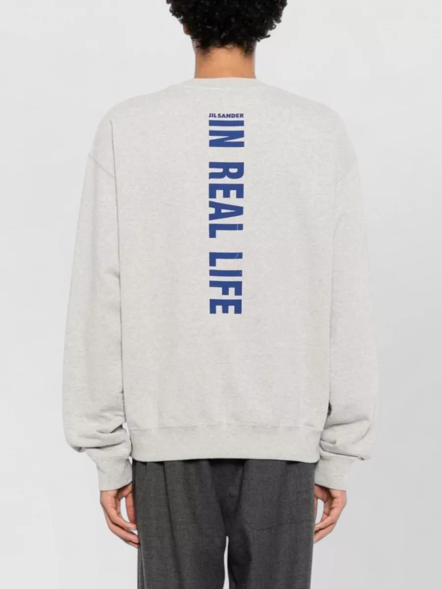 Jil Sander Ribbed Cotton Logo-Print Long-Sleeve Sweatshirt
