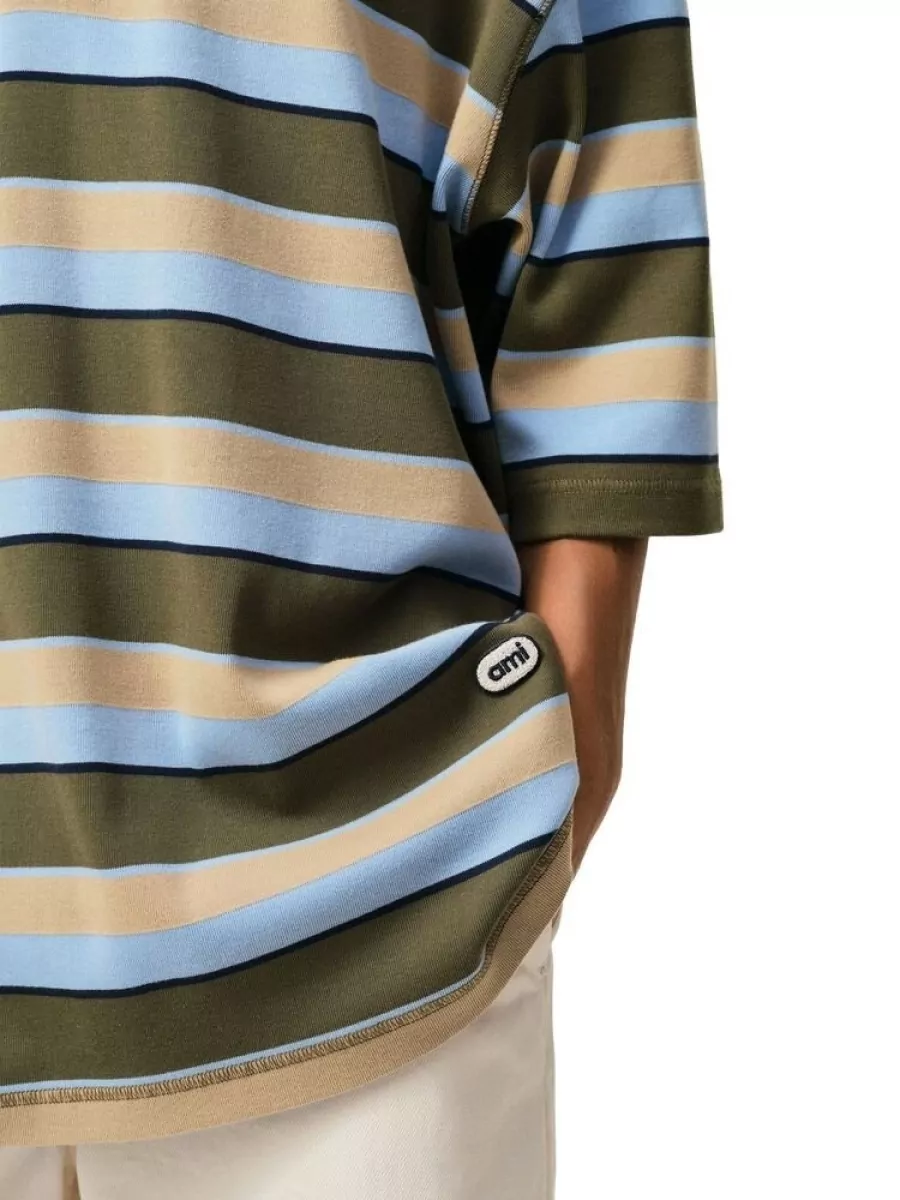 Ami Paris Striped Polo Shirt