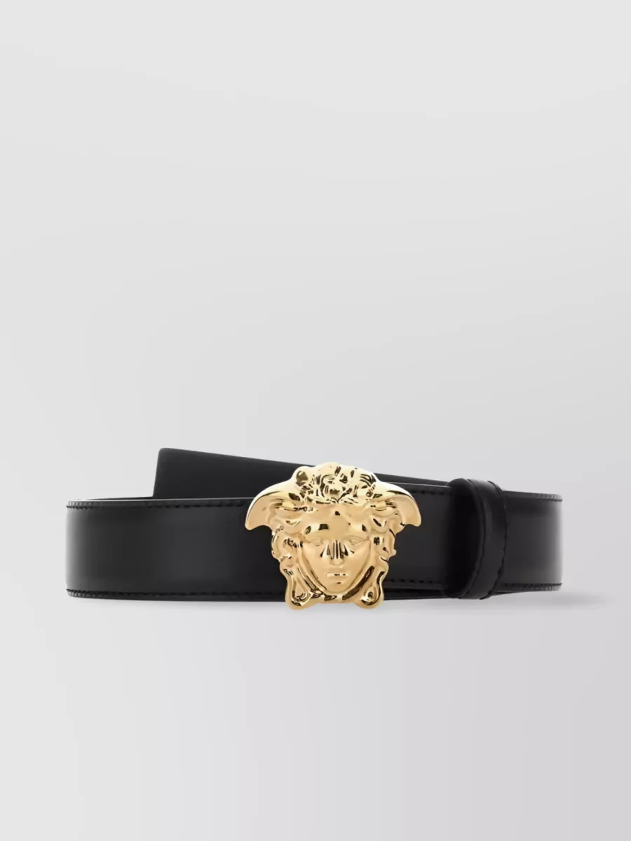 Shop Versace Medusa Motif Belt In Black