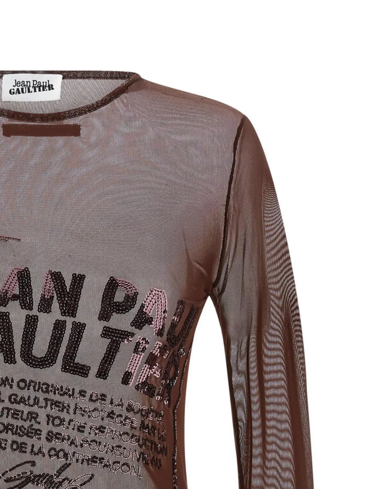 Jean Paul Gaultier Graphic Print Sheer Long Sleeve Top