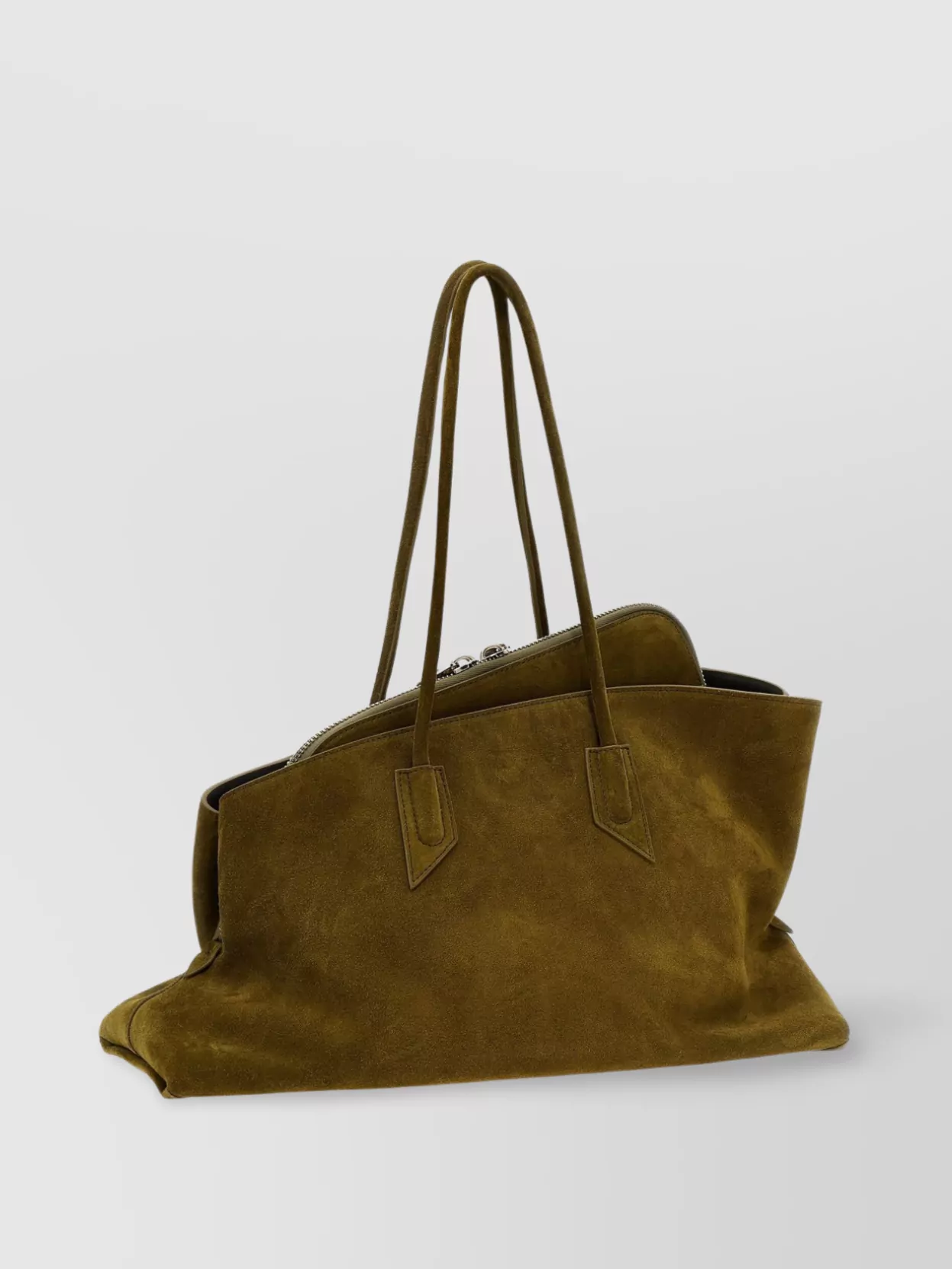 Attico Suede Finish Tote Bag With Double Handles In Green