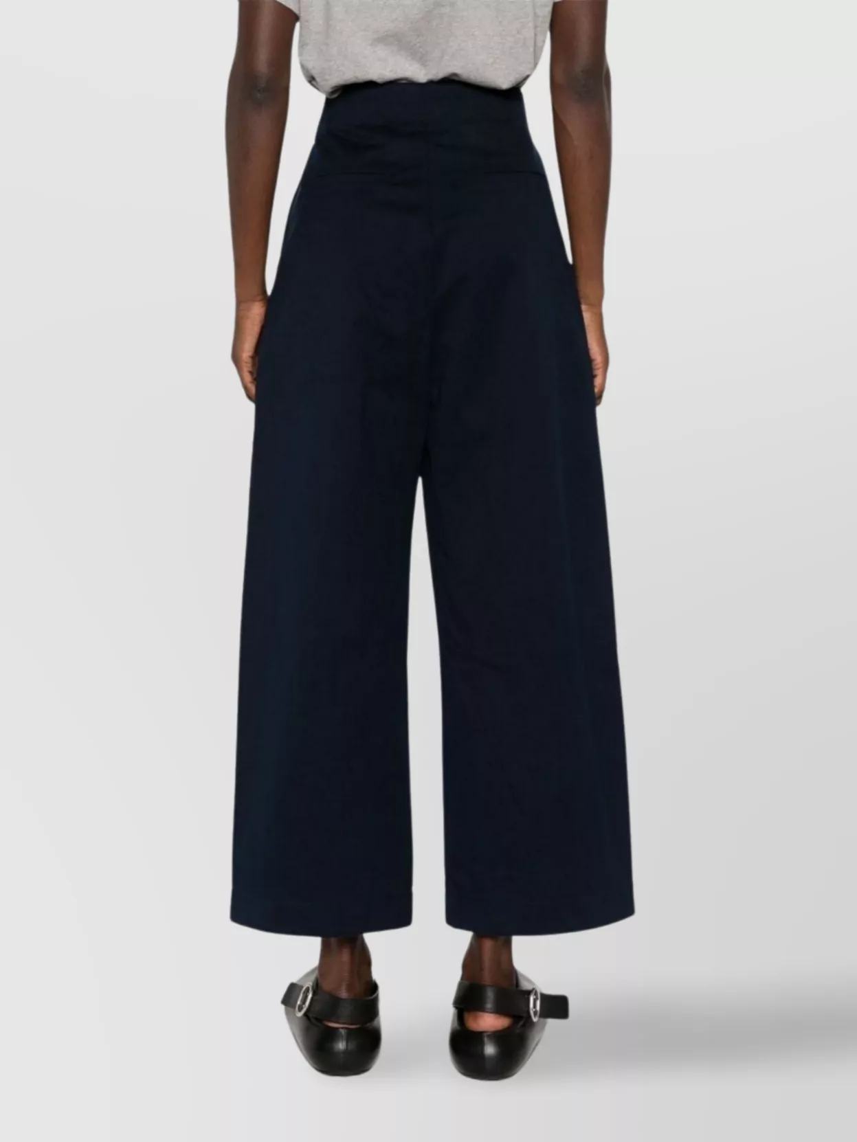 Studio Nicholson High-waisted Wide-leg Cotton Trousers In Black