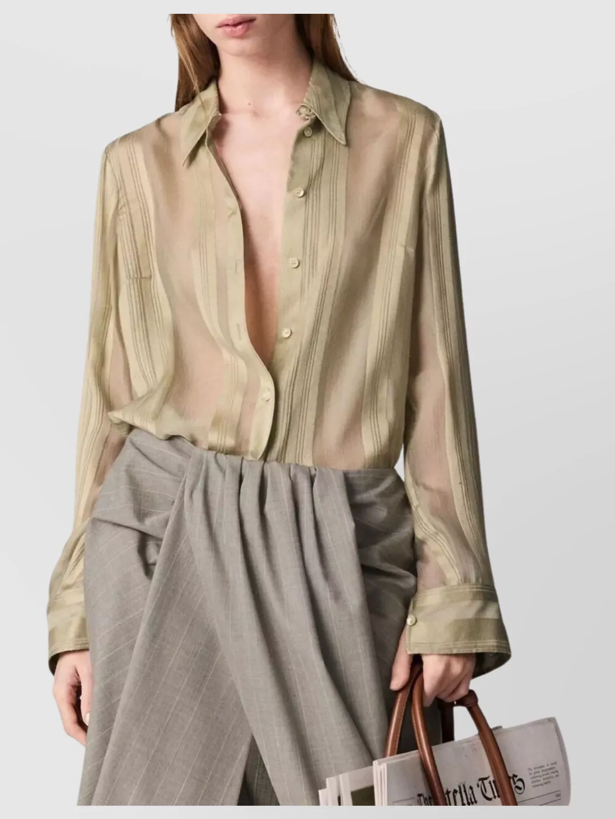 STELLA MCCARTNEY SHEER STRIPE FITTED SHIRT