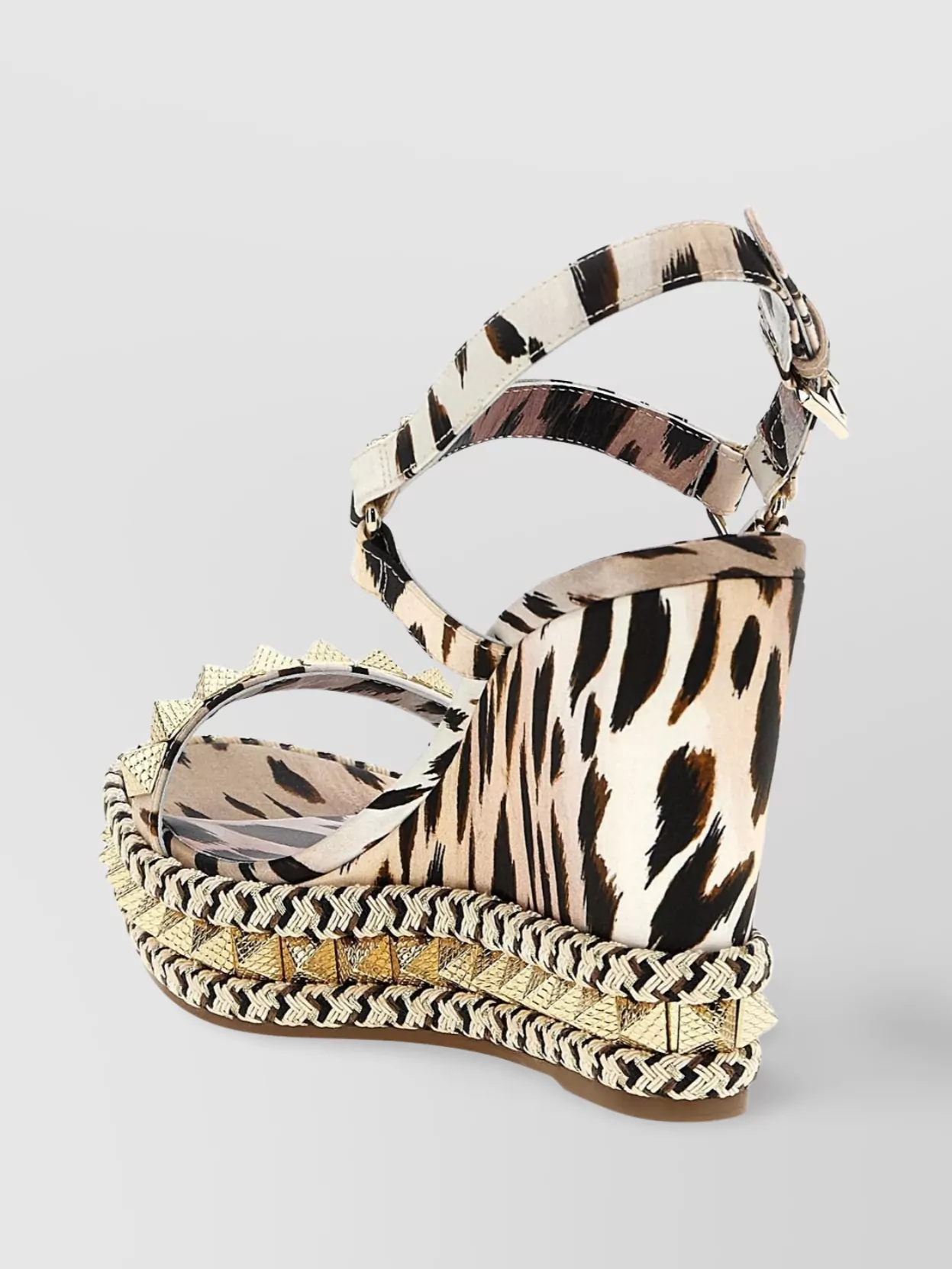 CHRISTIAN LOUBOUTIN STRAPPY WEDGE HEEL SANDALS WITH STUDDED ACCENTS