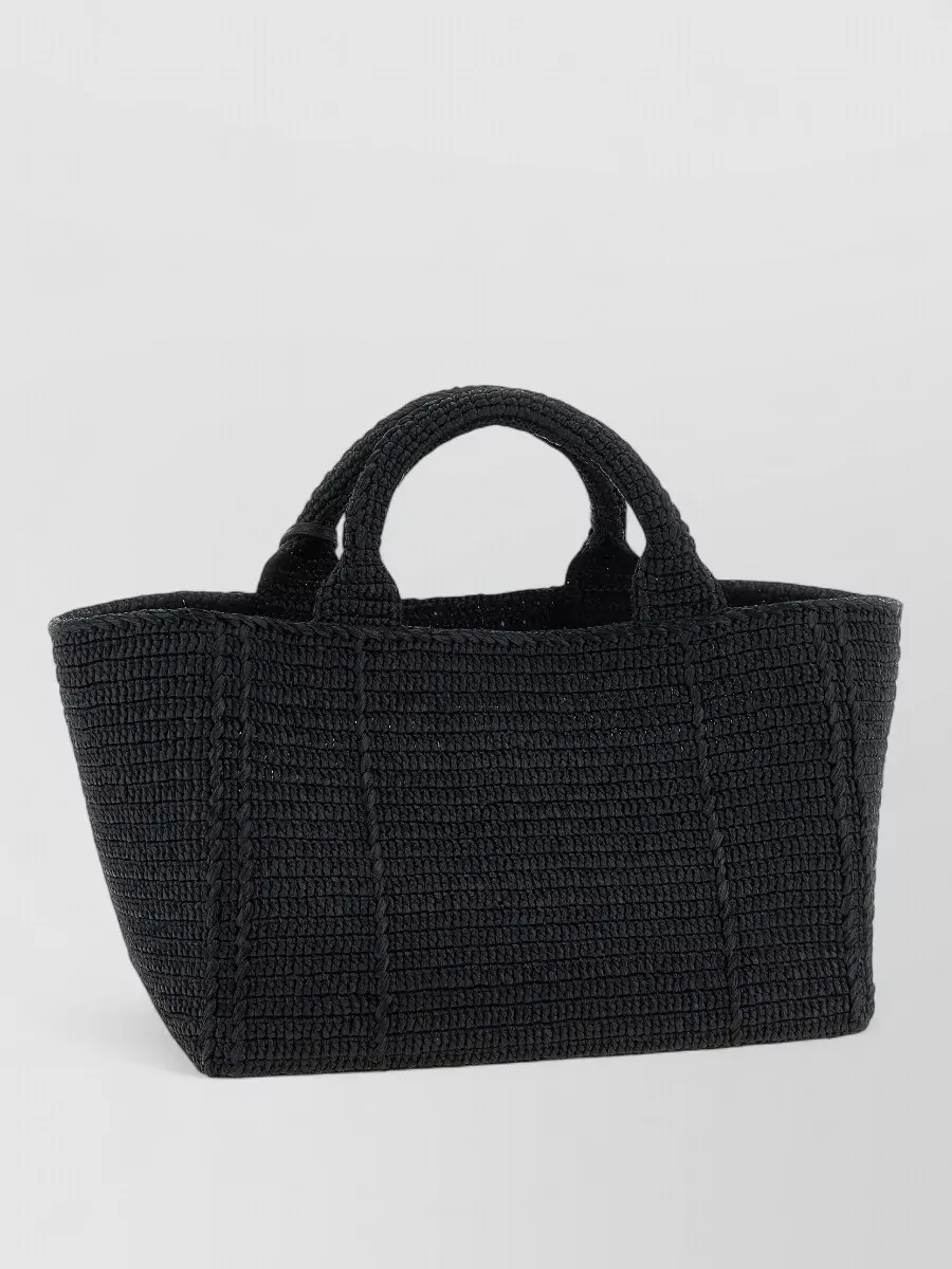 Prada Large Raffia Crochet Beach Bag