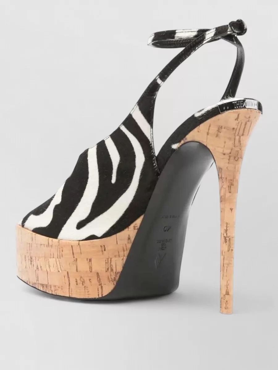 The Attico Leather Ornella Zebra-Print Platform Sandals