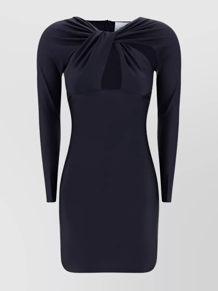 Shop Coperni Twisted Neckline Cut-out Mini Dress In Blue