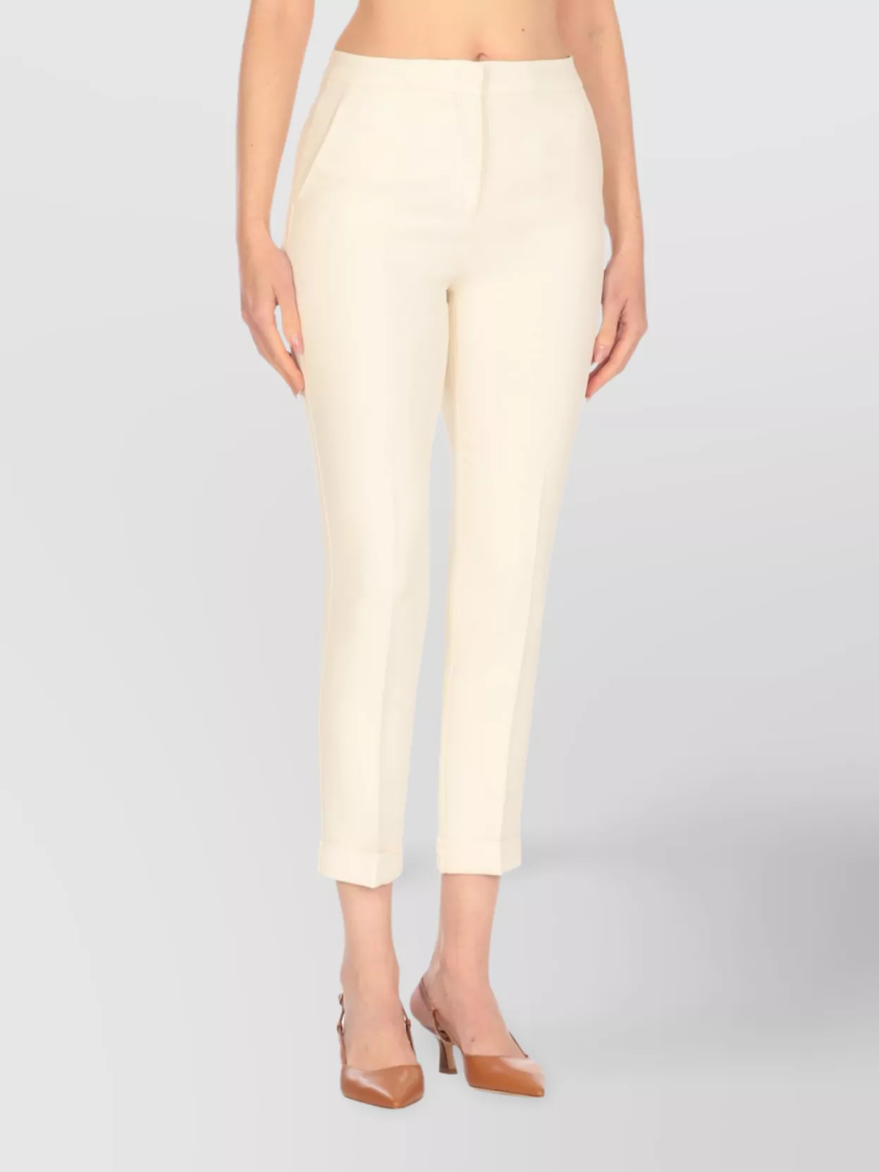 Etro Straight Trousers With Back Pocket And Turn-up In Neutral