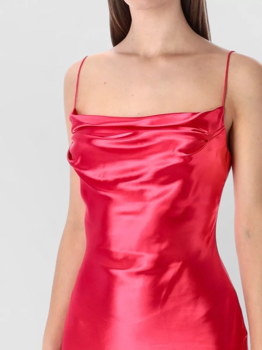 Balmain Satin Mini Dress Fluid Neckline Straps