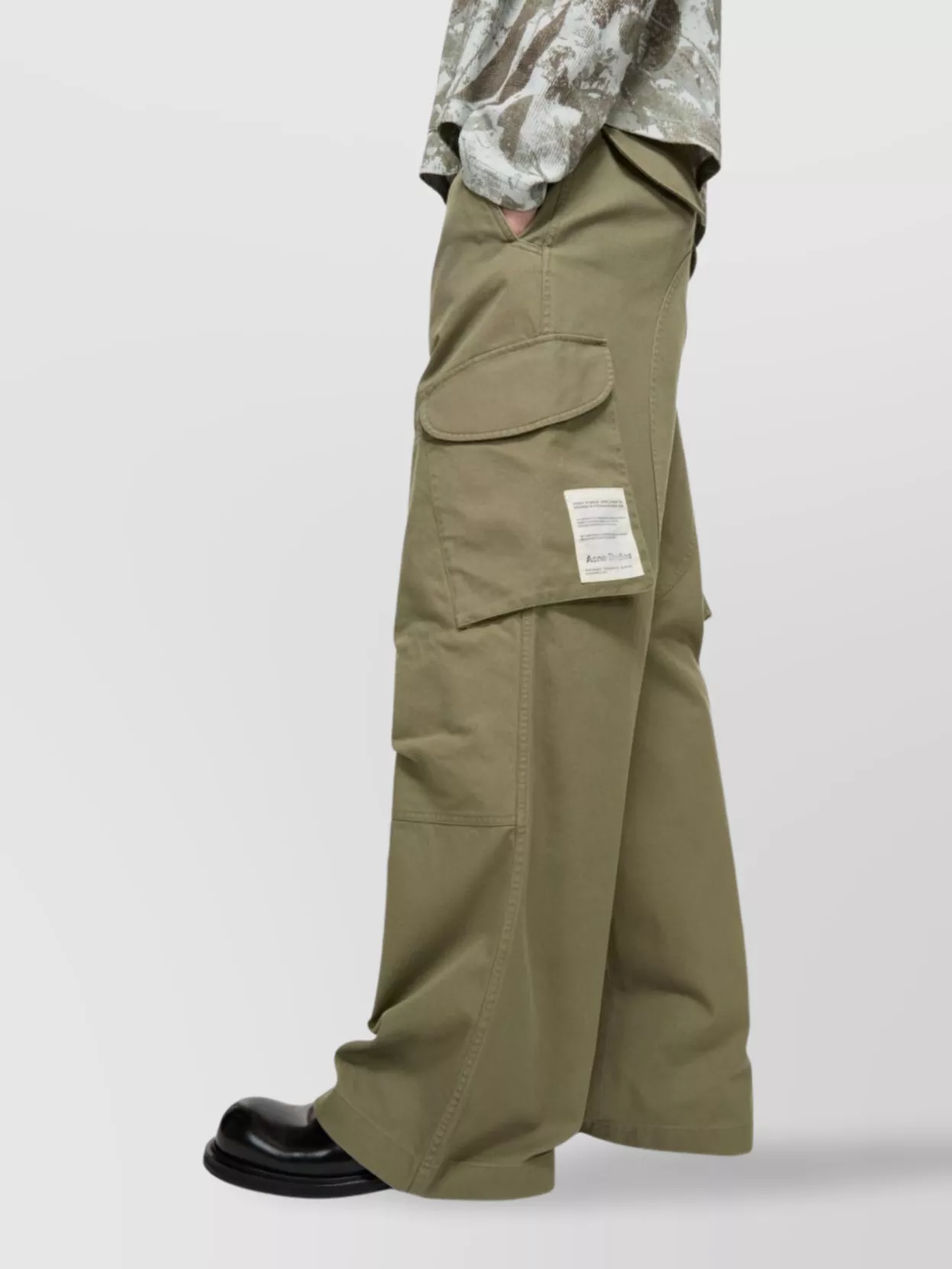 Acne Studios Wide Leg Cargo Trousers With Patch Detail