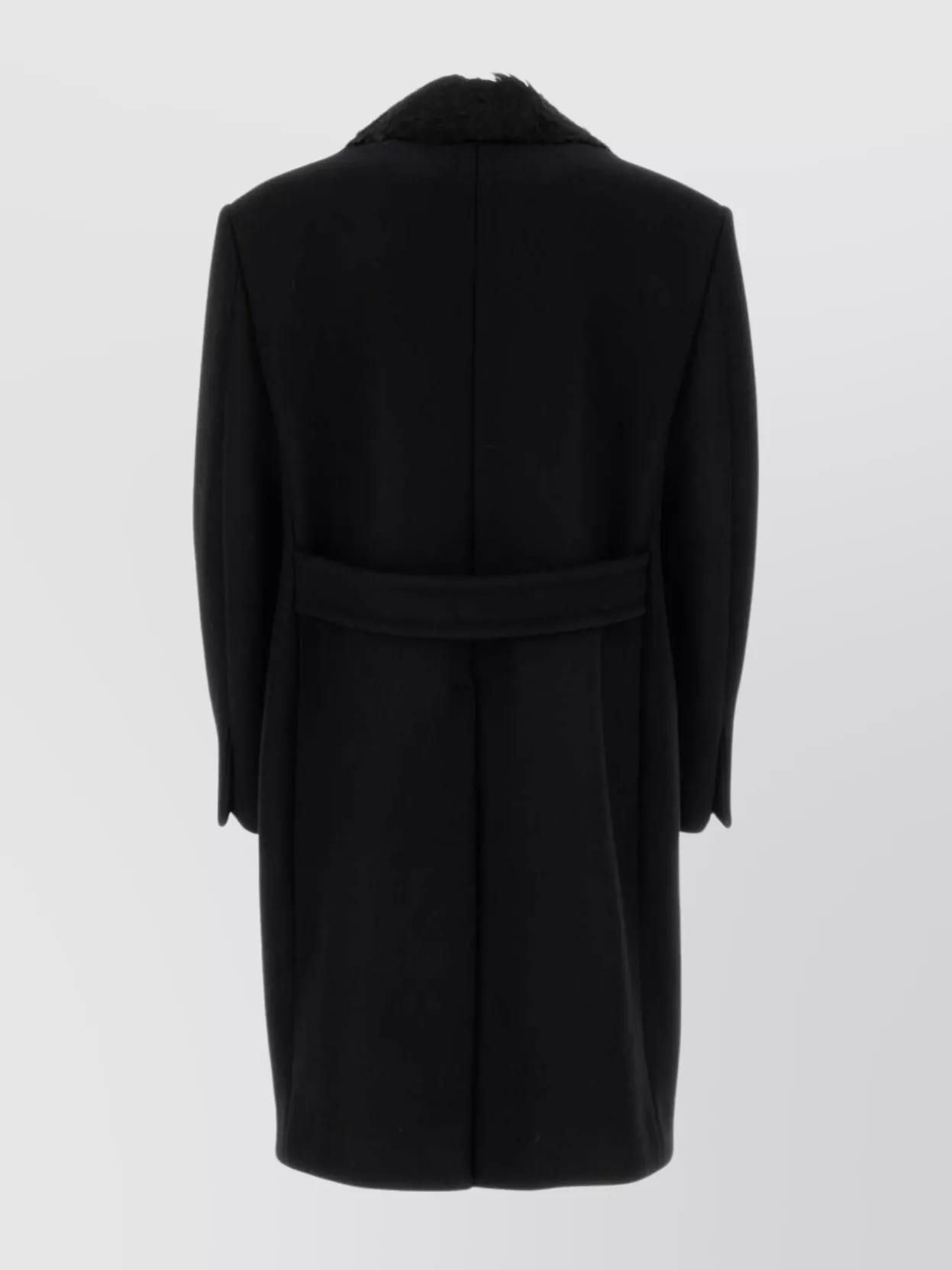 Lanvin Double-breasted Belted Wool Blend Coat In Black